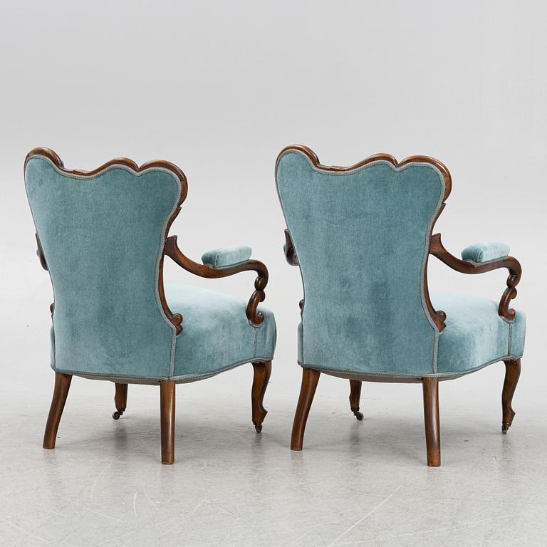 A pair of Rococo-Revival Armchairs, second half of the 19th Century.