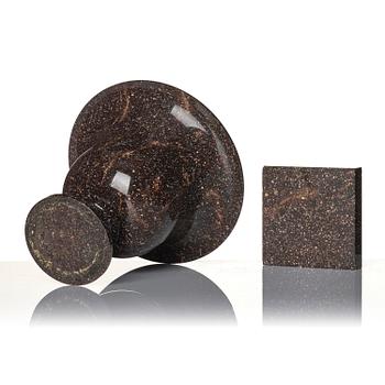 A Swedish Empire 'Blyberg' porphyry Medici shaped urn, early 19th century.