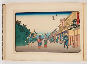 An album with Japanese woodblock prints after Ando Utagawa Hiroshige (1797-1858), mid 20th Century. (37 prints).