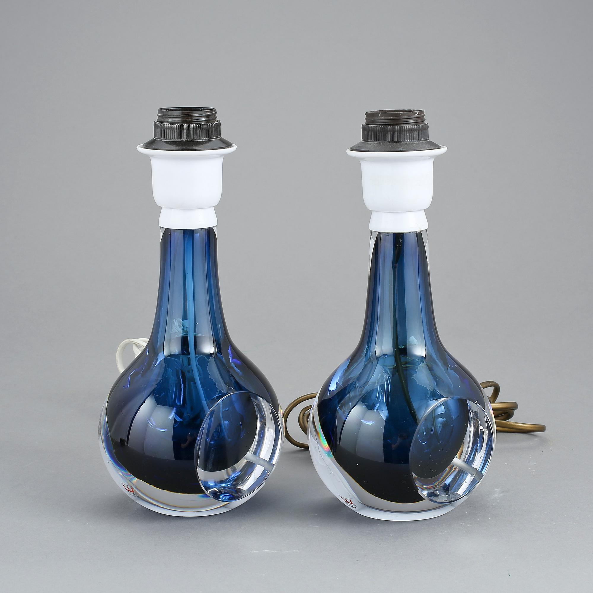 BORDSLAMPOR, ett par, glas, Mona Morales-Schildt, Kosta, 1960-tal.