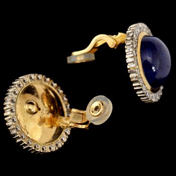 ÖRHÄNGEN, ett par, 18k guld med 24 briljantslipade diamanter vardera, tot ca 0.5 ct samt lapis lazuli, Ole Lynggaard.