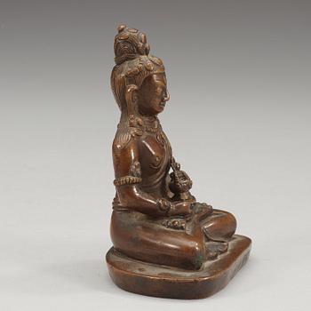 A copper alloy figure of Amitayus, Tibet/Nepal, presumably late 19th century/early 20th century.