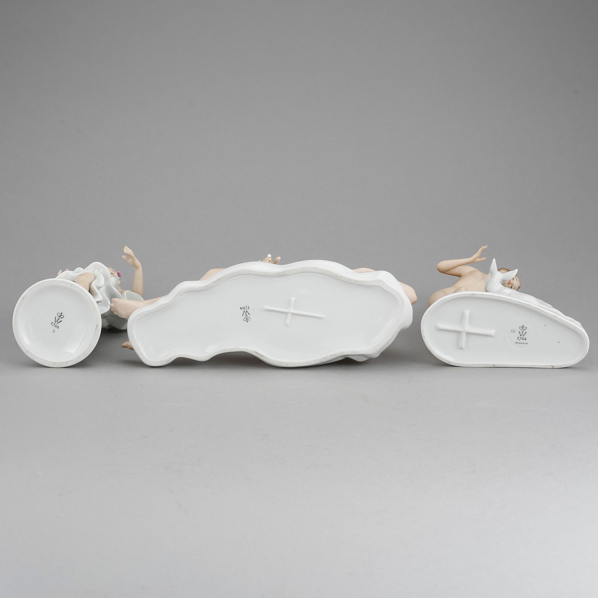 FIGURINER, 3 st, porslin, Wallendorf, 1900-tal.