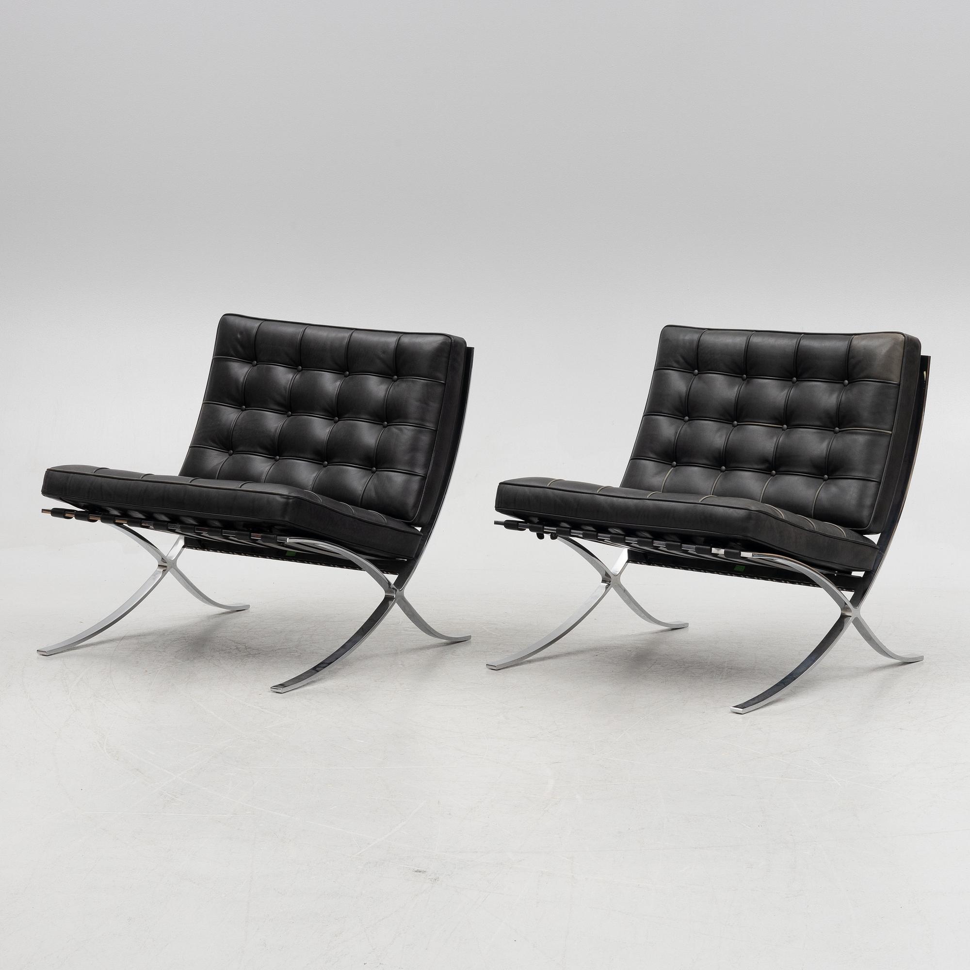 Ludwig Mies van der Rohe, a pair of "Barcelona" lounge chairs, Knoll.
