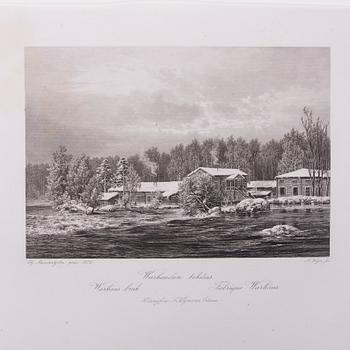 PARTI GRAVYRER, 14 st, stålstick, "En resa i Finland", A. Weger, 1870-tal.