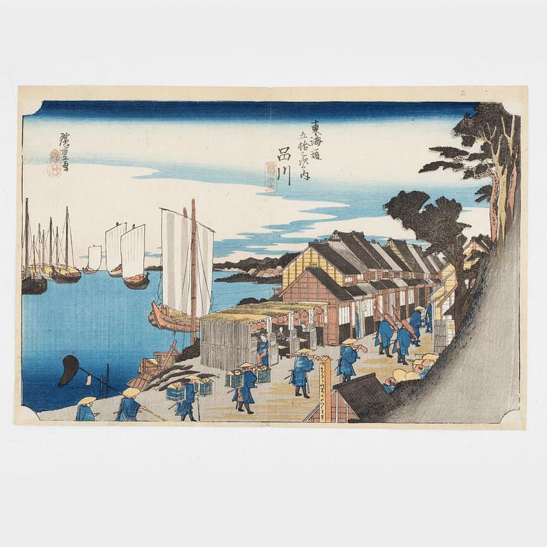 Ando Utagawa Hiroshige, after, four woodblock prints.