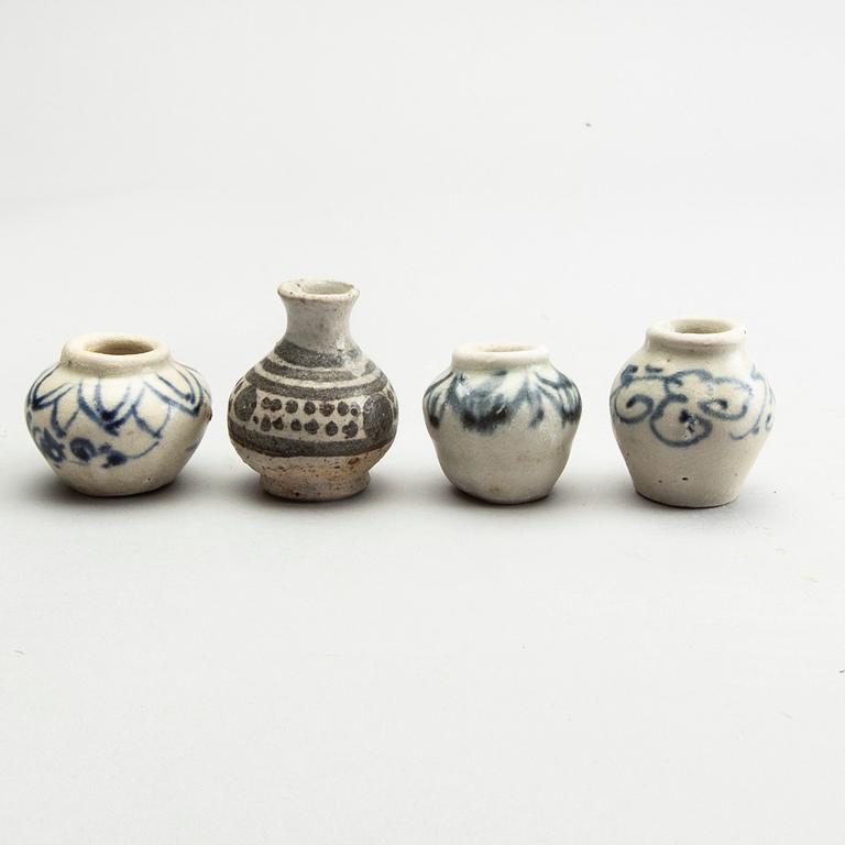 A group of blue and white South East Asian miniatures, 17/19th Century.