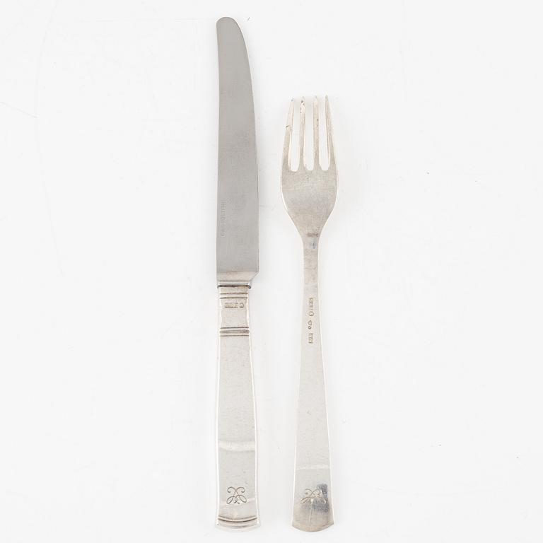 Jacob Ängman, sandwich cutlery set, 24 pieces, silver, 'Rosenholm', GAB, including Stockholm 1950.