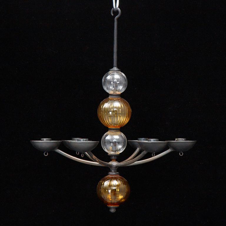 Carl Kihlberg, a Boda Smide glass and iron chandelier.