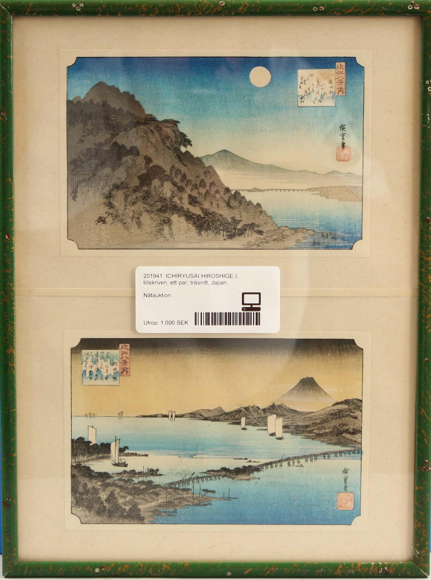 ICHIRYUSAI HIROSHIGE I, tillskriven, ett par, träsnitt, Japan.