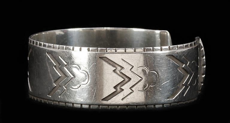 ARMRING, sterling, Oscar Gundlach-Pederson George Jensen, Danmark, 1940/50-tal. Tot vikt ca 42g.