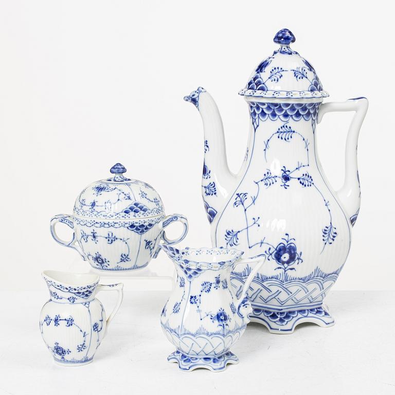 Royal Copenhagen, a 35-piece 'Blue Fluted' coffee service, including Full Lace, Denmark.