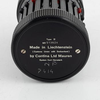 A mechanical calculator, Curta type II, Contina Ltd, after 1954.