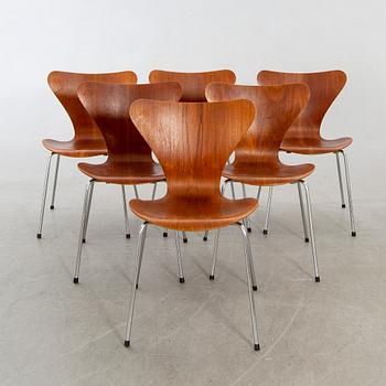 Arne Jacobsen, stolar 6 st, "Sjuan", Fritz Hansen, 1960-tal.