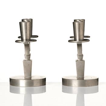 Nils Fougstedt, a pair of pewter candelabra model "1046", Firma Svenskt Tenn, Stockholm 1929.