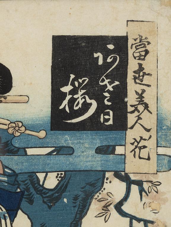 Kikugawa Eizan, a woodblock print in colours, first part of the 19th Century.