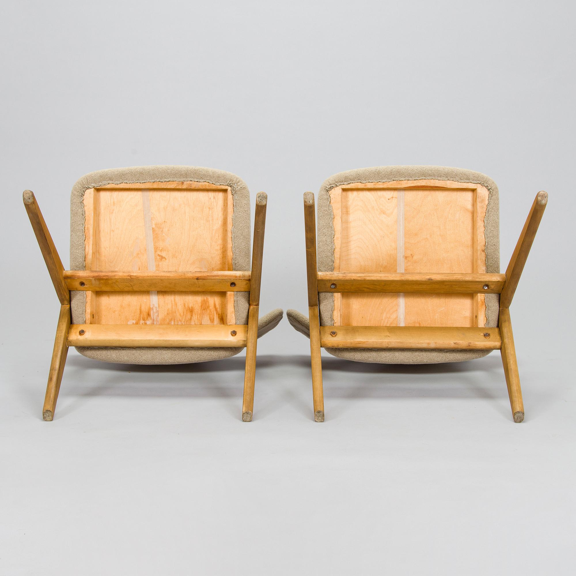 Ilmari Lappalainen, a pair of , 'Bambino' 2429 chairs for Asko. designed 1955.