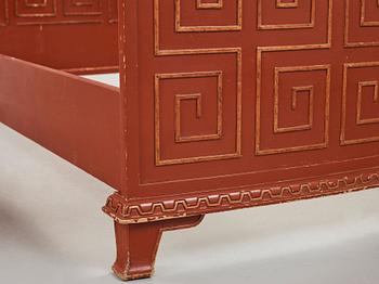 Axel Einar Hjorth, a pair of Swedish Grace 'Åbo' chinese red bed frames, Nordiska Kompaniet, ca 1929-30.