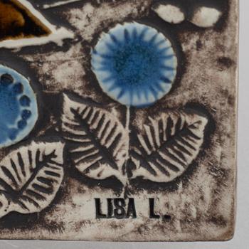 Lisa Larson, wall plaques, a pair, Gustavsberg, second half of the 20th century.
