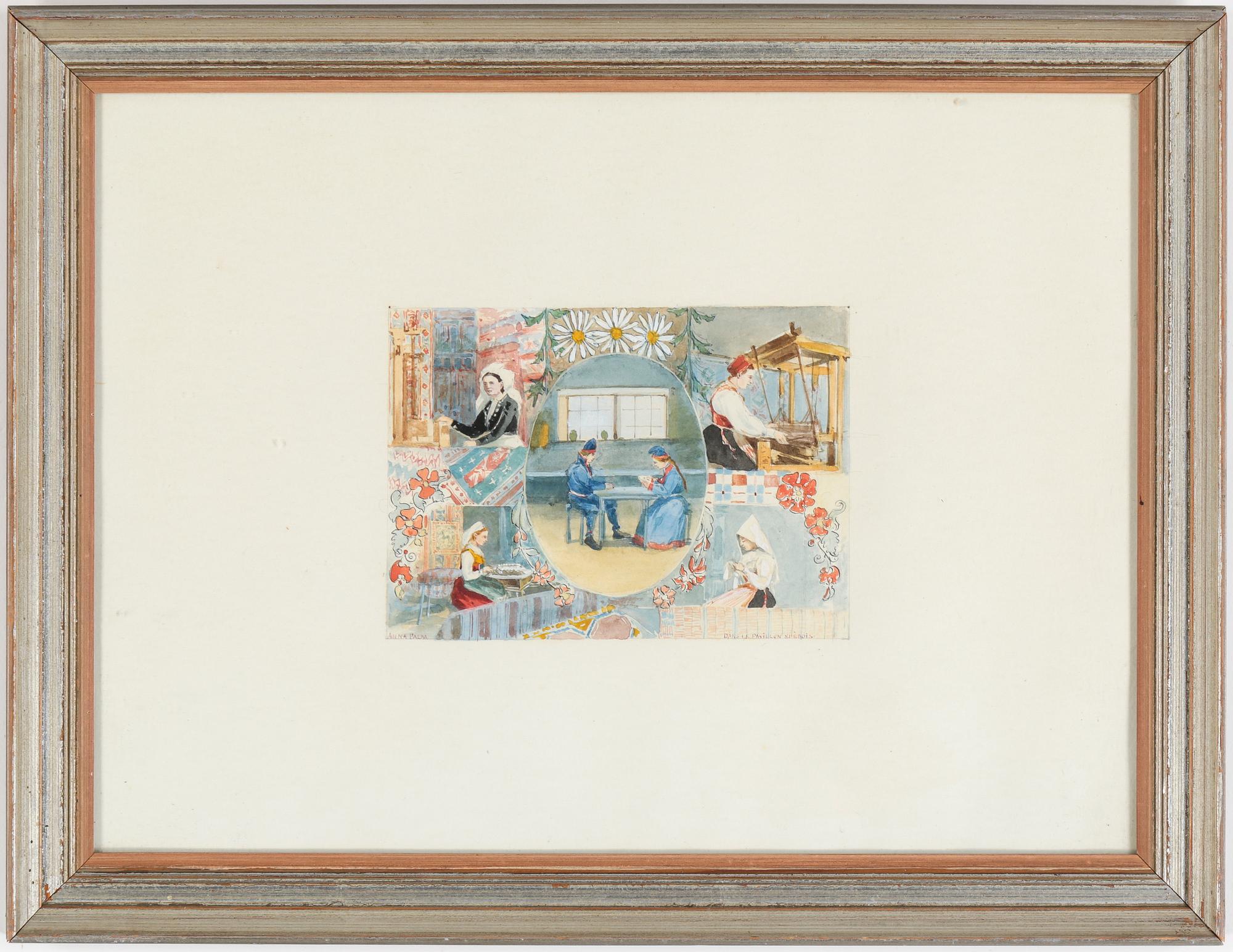 ANNA PALM DE ROSA, "Devant le pavillon Suedois", akvarell, signerad.