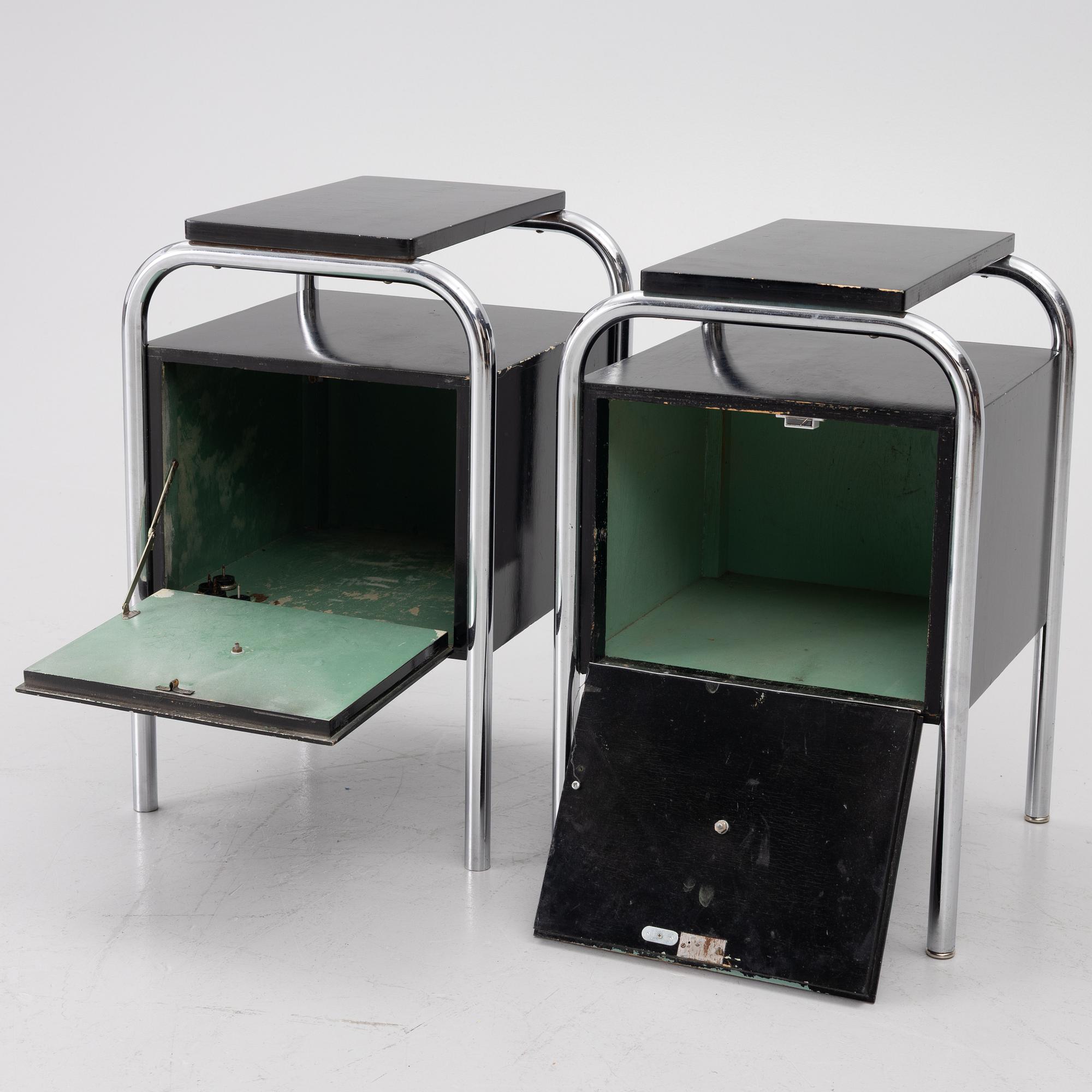 Pair of bedside tables, Functionalist, 1930s.