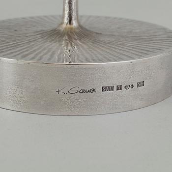 A pair of Karlheinz Sauer silver candlesticks, Västerås, Sweden 1972.