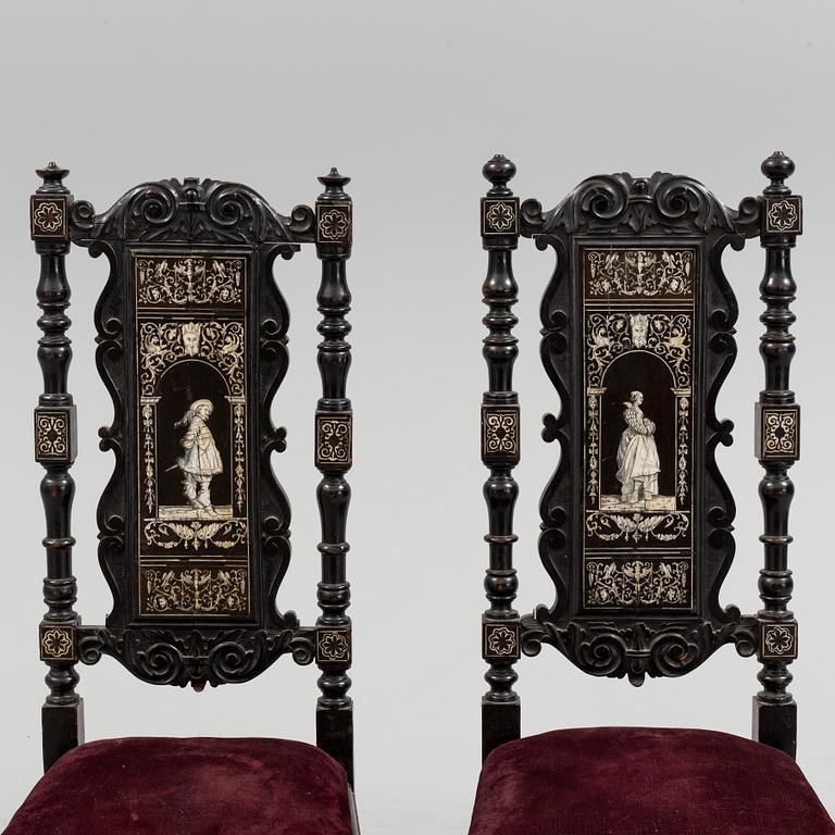 OSCAR II:S STOLAR, ett par, renässansstil, 1800-talets andra hälft.