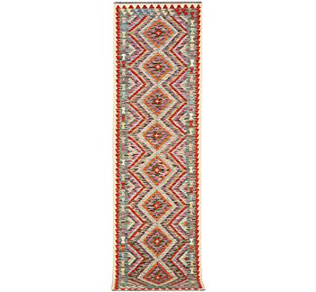 A runner carpet, Kilim, c. 298 x 79 cm.