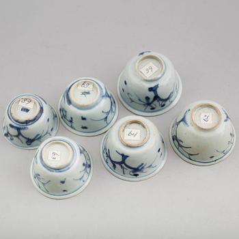 KOPPAR, 6 st, porslin, Kina, Wan Li.
