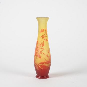 Emile Gallé, vase, glass, Art Nouveau, Nancy, France, early 20th century.