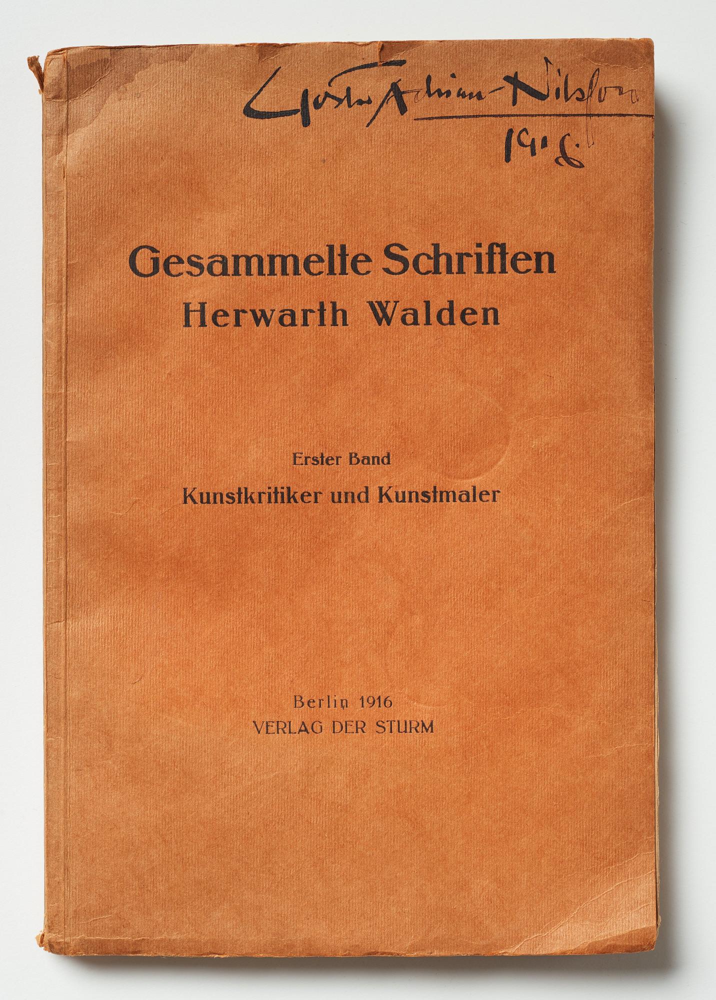 Exhibition catalogue and books (2) from Der Sturm plus a photo depicting Gösta Adrian-Nilsson (GAN).