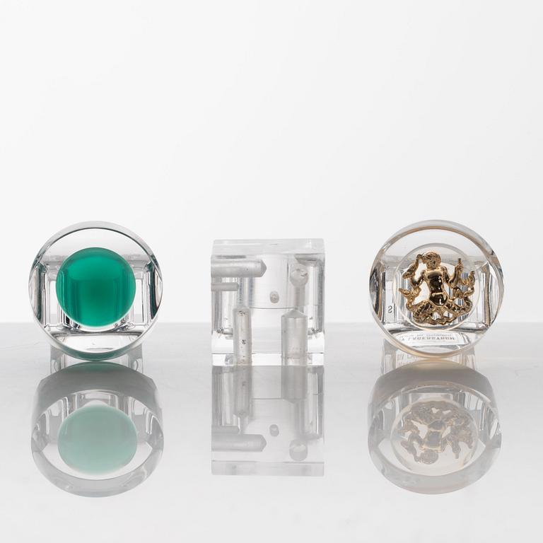 Siv Lagerström, three acrylic rings, 1970s.