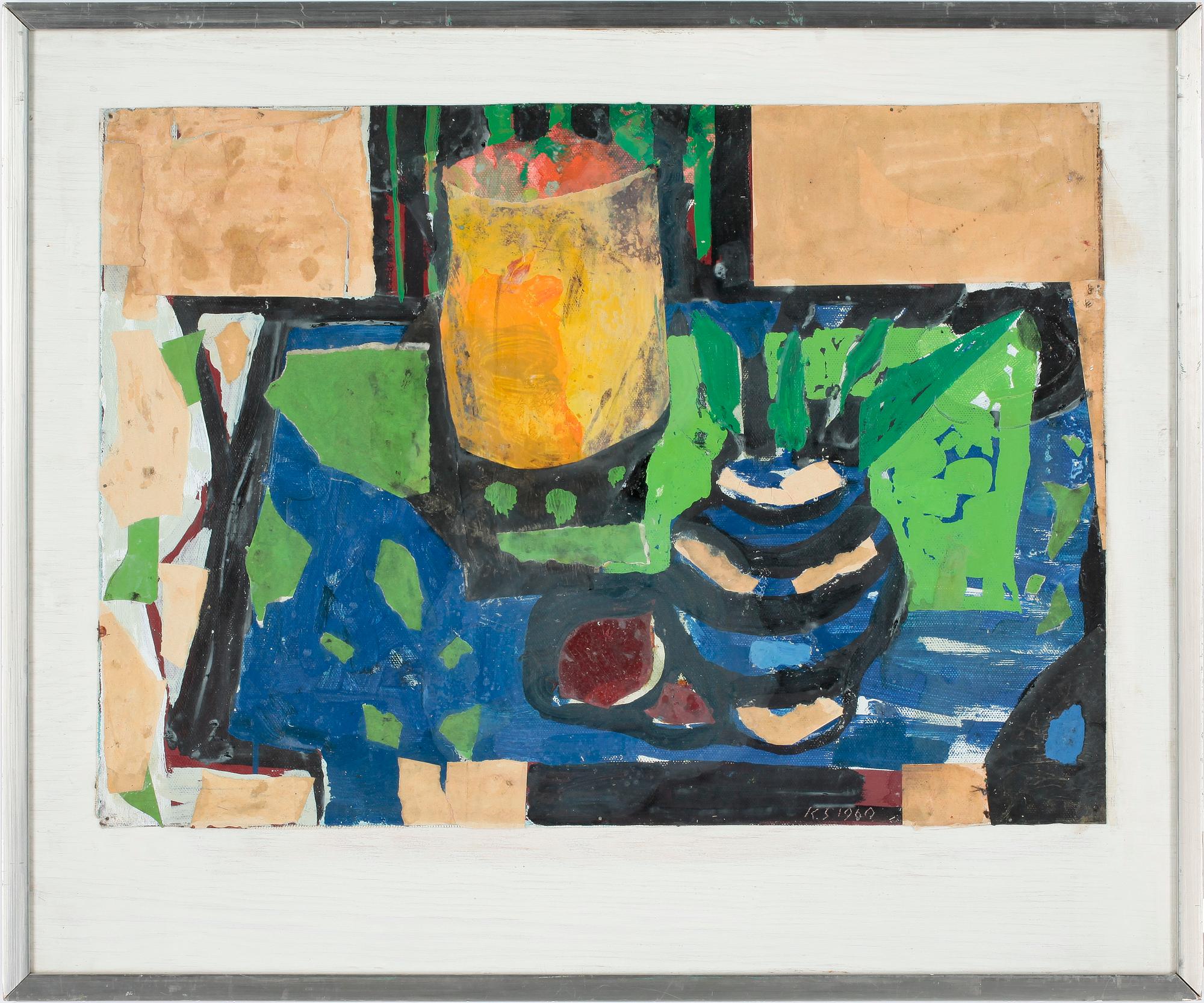 KJARTAN SLETTEMARK. Blandteknik. Sign KS o dat 1960.