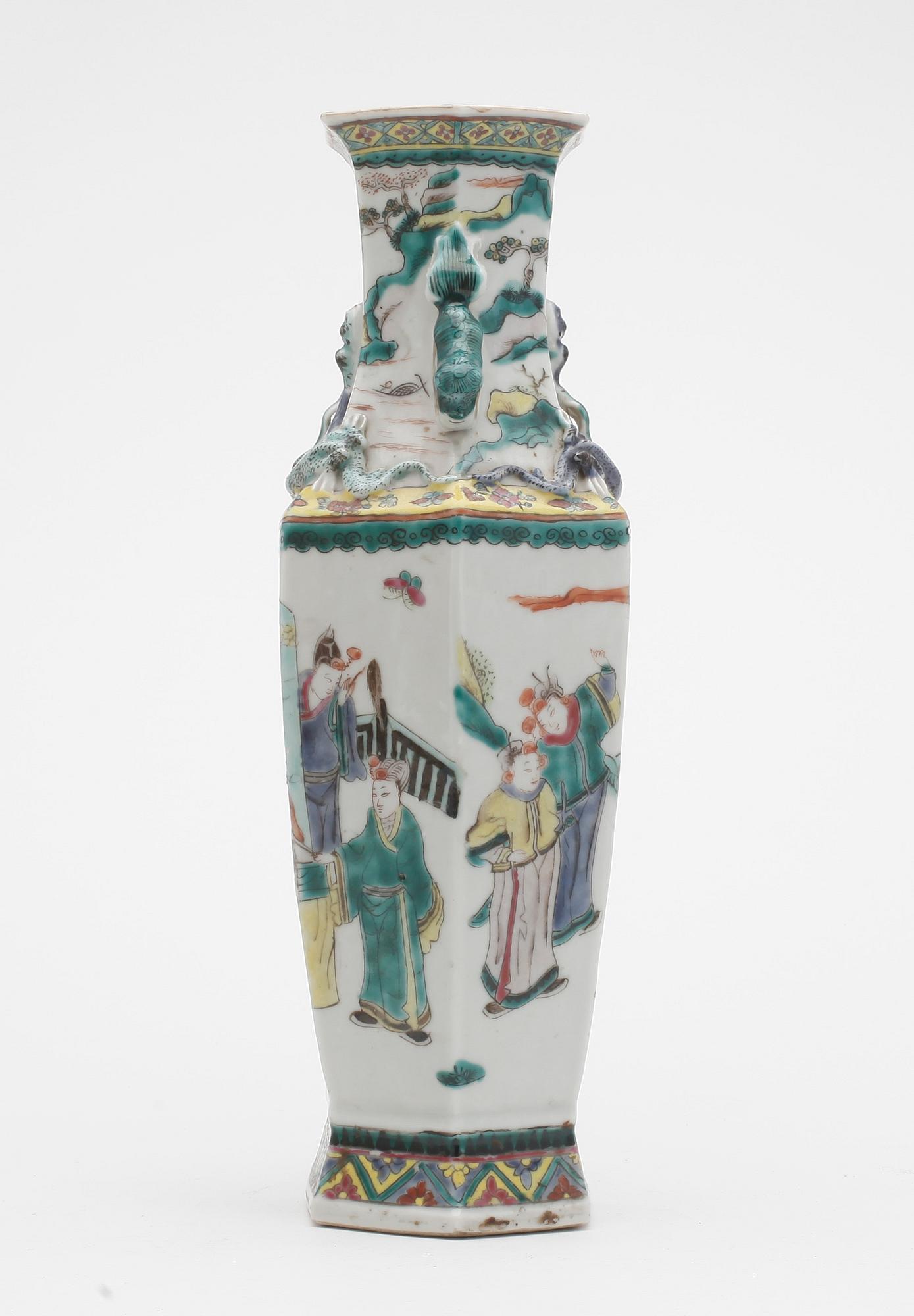VAS / LAMPFOT, porslin, Kina, 1800-tal.
