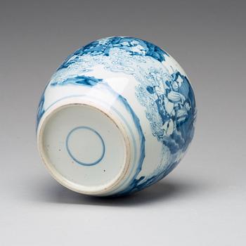 A blue and white jar, Qing dynasty, Kangxi (1662-1722).