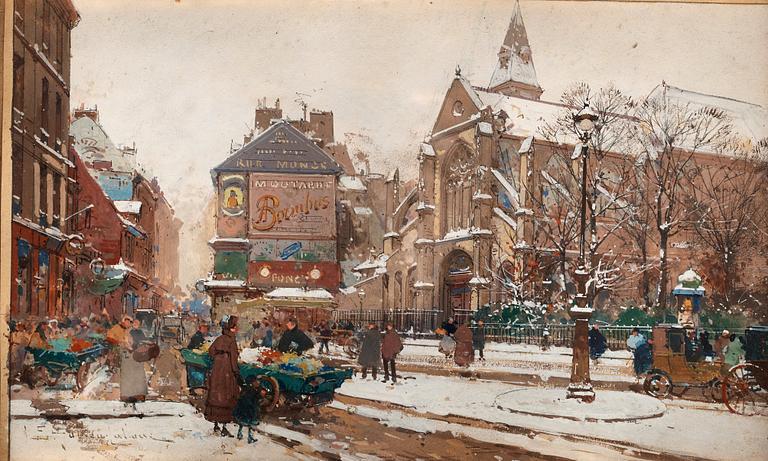 Eugène Galien-Laloue, "L'Eglise Saint-Médard rue Mouffetard".