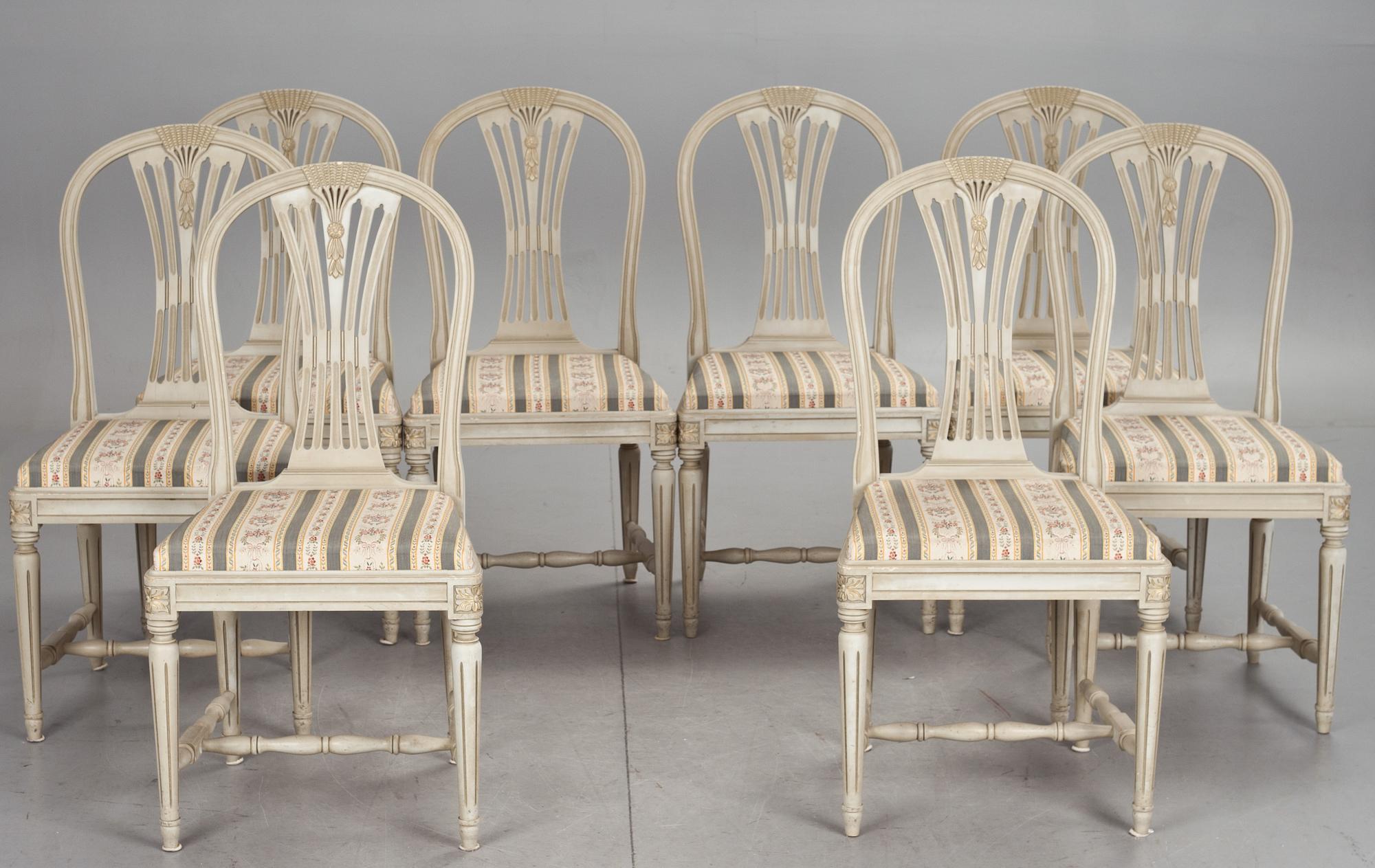 MATSALSGRUPP, gustaviansk stil, 9 delar 1900-talets andra hälft.