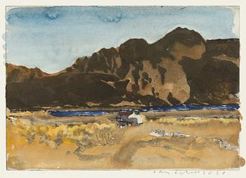 Lars Lerin, etching with watercolour, signed Lars Lerin and dated 2020.