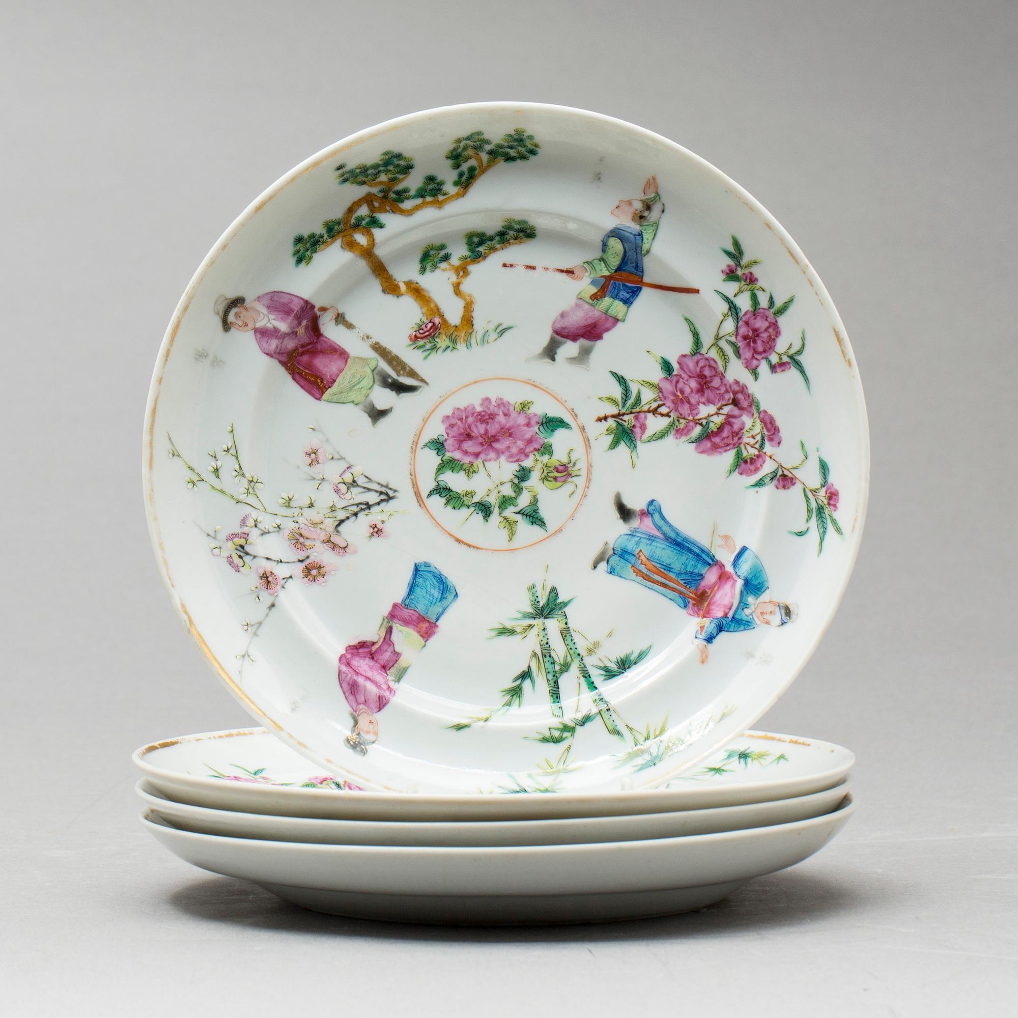TALLRIKAR, 4 st, porslin,Kina, Jiaqing (17896-1820).