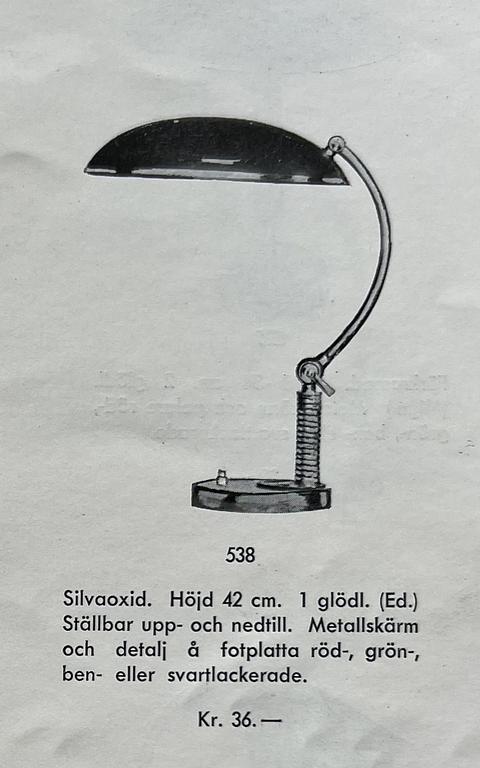 Boréns, bordslampa, modell "538", Borås, 1930-tal.