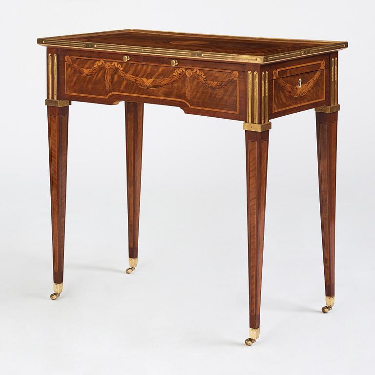 A Gustavian table by G Haupt (master in Stockholm 1770-1784), signed and dated 1781.