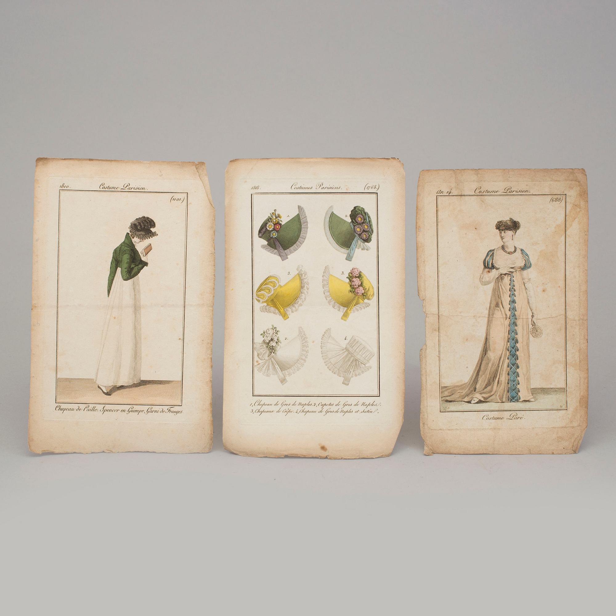 A SET OF 26 HAND COLOURED FASHION ILLUSTRATIONS, early 19th century.