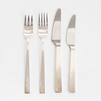 Bertel Gardberg, a 24-piece set of 'Birgitta' silver cutlery, Hopeatehdas oy, Helsinki 1960-1966.