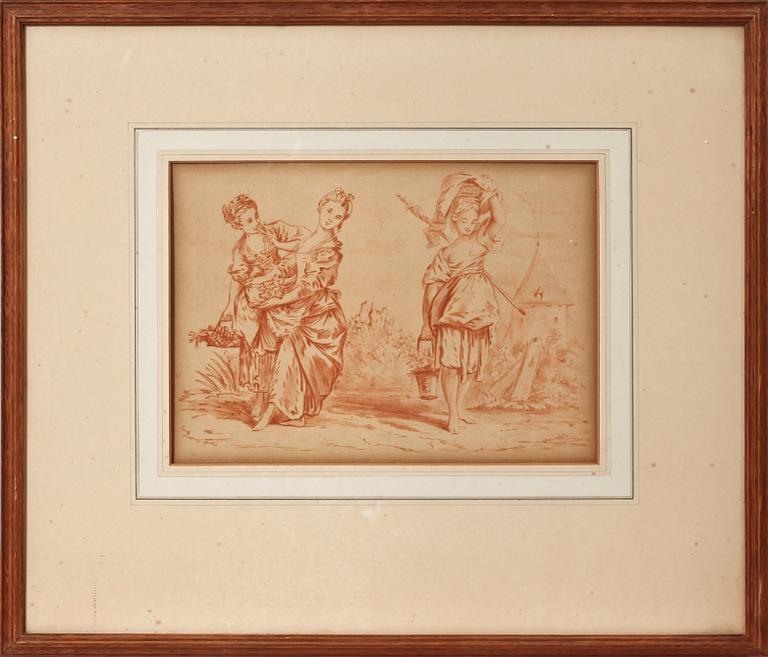 OKÄND KONSTNÄR, 2 st, teckningar, sign, 1800-tal.