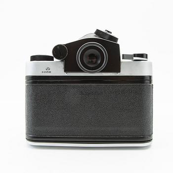 Camera, Kiev 60, and 3 lenses.