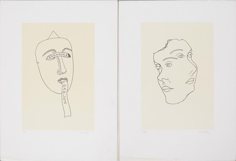 MAN RAY, four lithographs in color, from "Les six masques voyants", numbered 27/80 and signed.