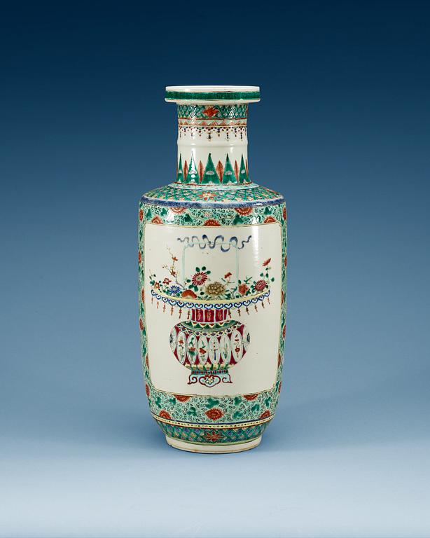A famille rose vase, Qing dynasty with Kangxis six character mark.