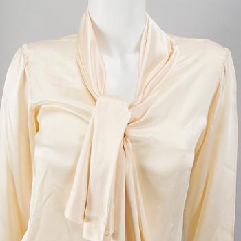 YVES SAINT LAURENT, tied blouses, 2 pieces, french size 40.