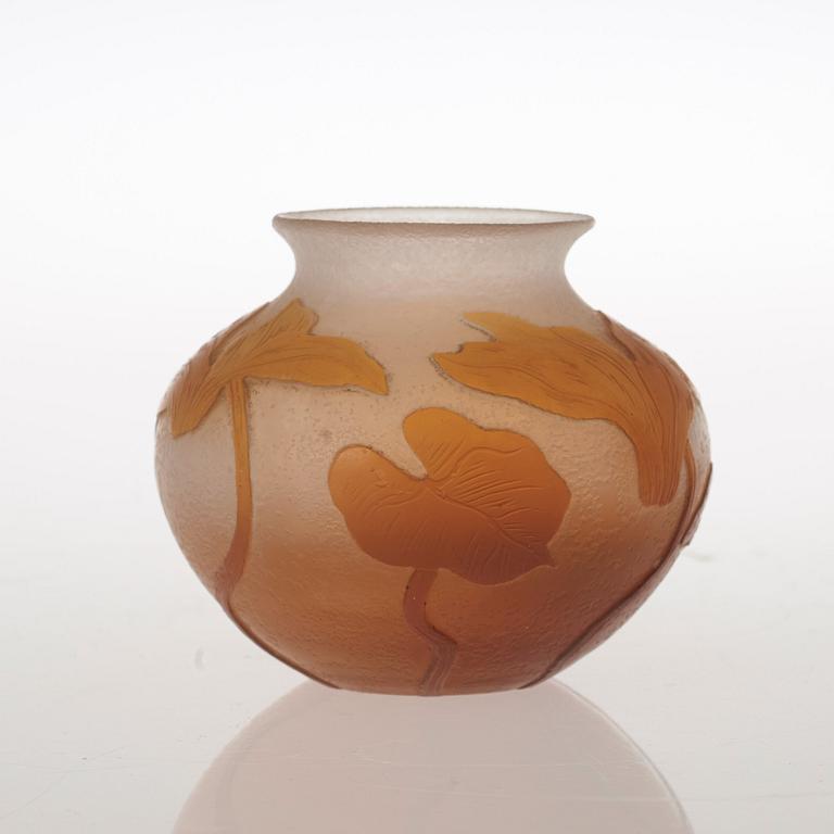 A Karl Lindeberg Art Nouveau cameo glass vase, Kosta.