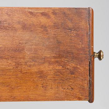 A macthed pair of late Gustavian mahogany veneered card tables one by C D Fick, Stockholm 1776-1806.